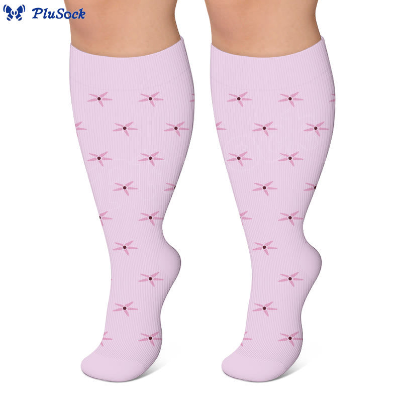Chaussettes de compression élégantes à motif floral grandes tailles (3 paires) - image 5