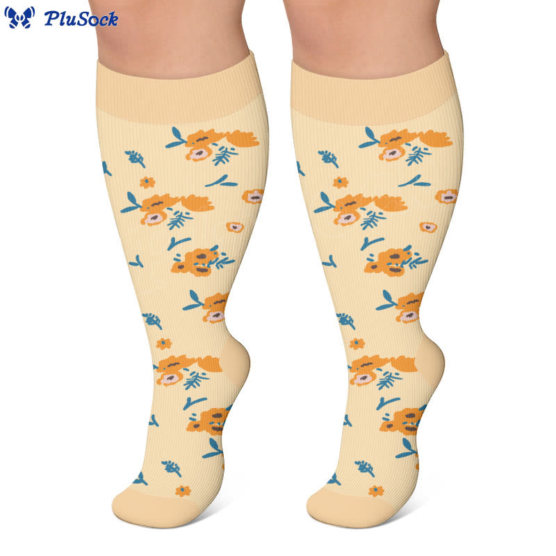 Chaussettes de compression fleuries d'inspiration vintage grandes tailles - image 3
