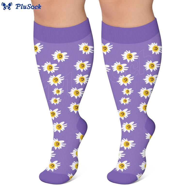 Chaussettes de compression fleuries d'inspiration vintage grandes tailles - image 4