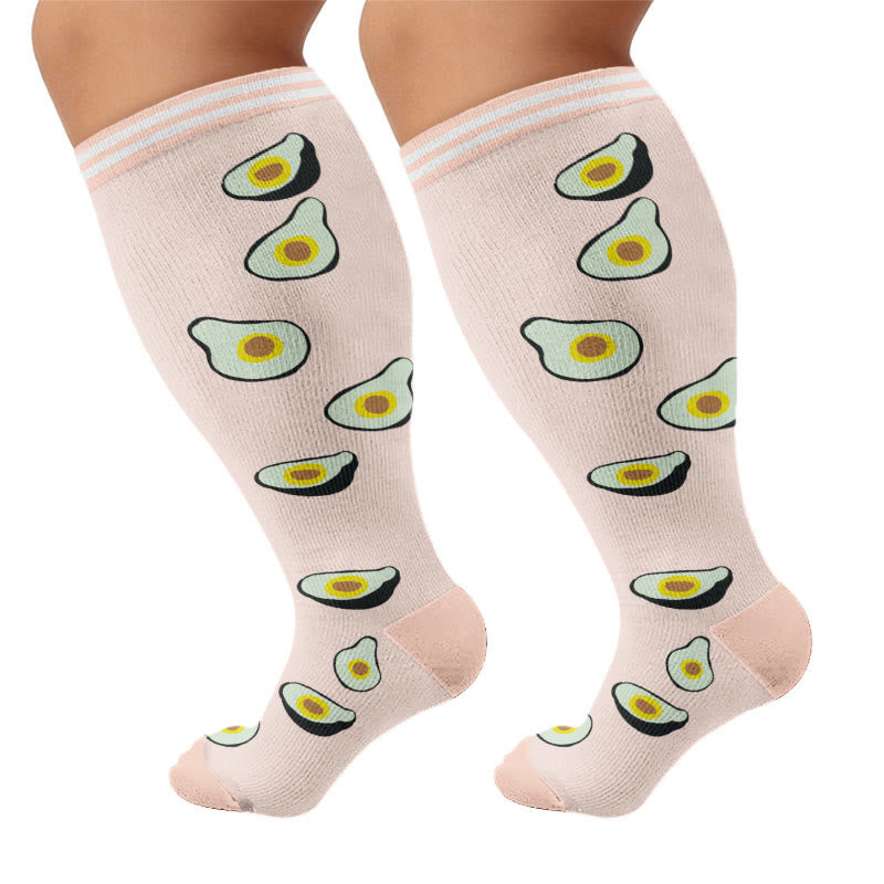 Chaussettes de compression grandes tailles à motifs fruités (4 paires) - Avocat - 4XL - image 9