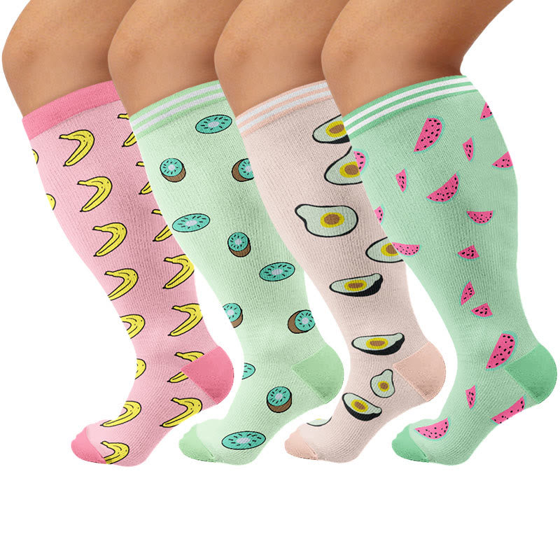 Chaussettes de compression fruitées et amusantes grandes tailles - image 1
