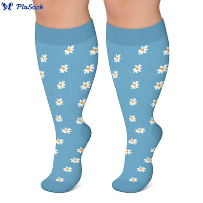 Chaussettes de compression fleuries d'inspiration vintage grandes tailles (4 paires) - image 6