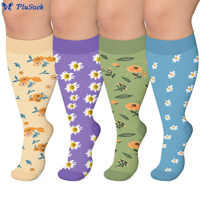 Chaussettes de compression fleuries d'inspiration vintage grandes tailles - image 0