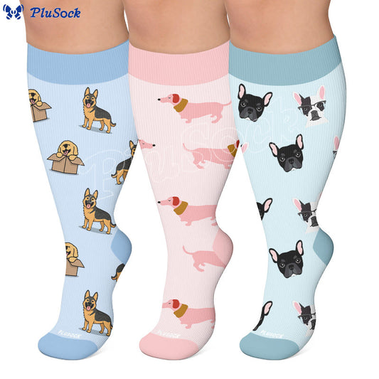 Chaussettes de compression grande taille à motif chien joueur - image 0