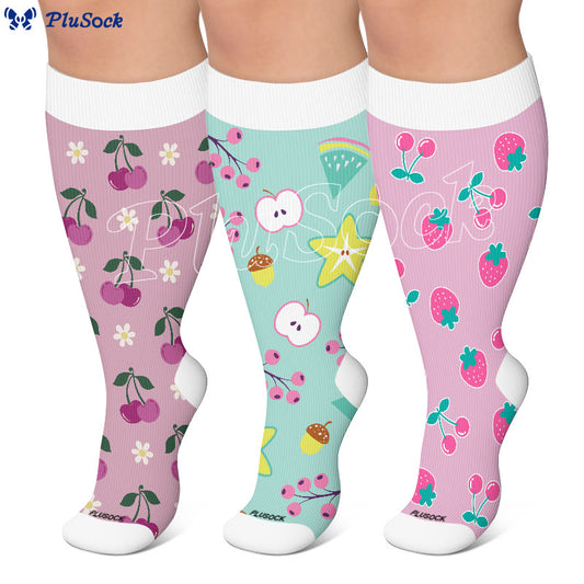 Chaussettes de compression grande taille à imprimé fruits sucrés - image 0