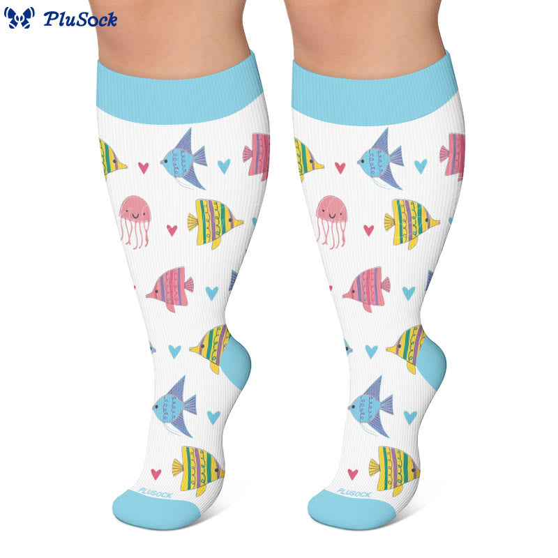 Chaussettes de compression grandes tailles à motifs animaux marins - image 3
