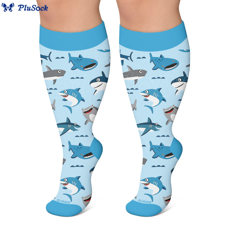 Chaussettes de compression grandes tailles à motifs animaux marins - image 2