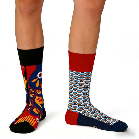 Chaussettes à poissons colorées - Rouge - UE35-43 (US2-9) - image 0