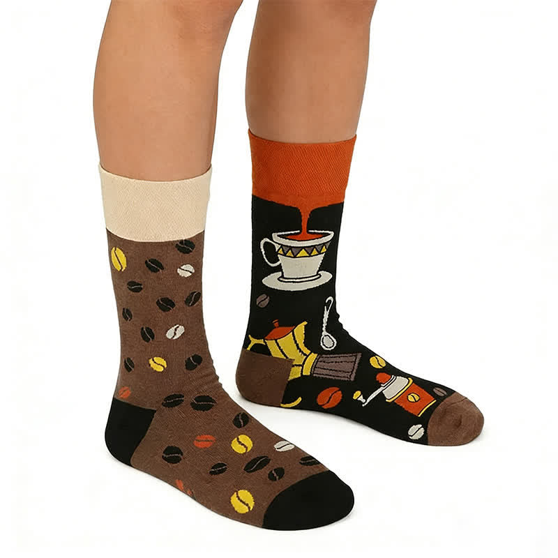 Chaussettes de café à motifs de dessins animés - Café - EU36-43(US3-9) - image 0