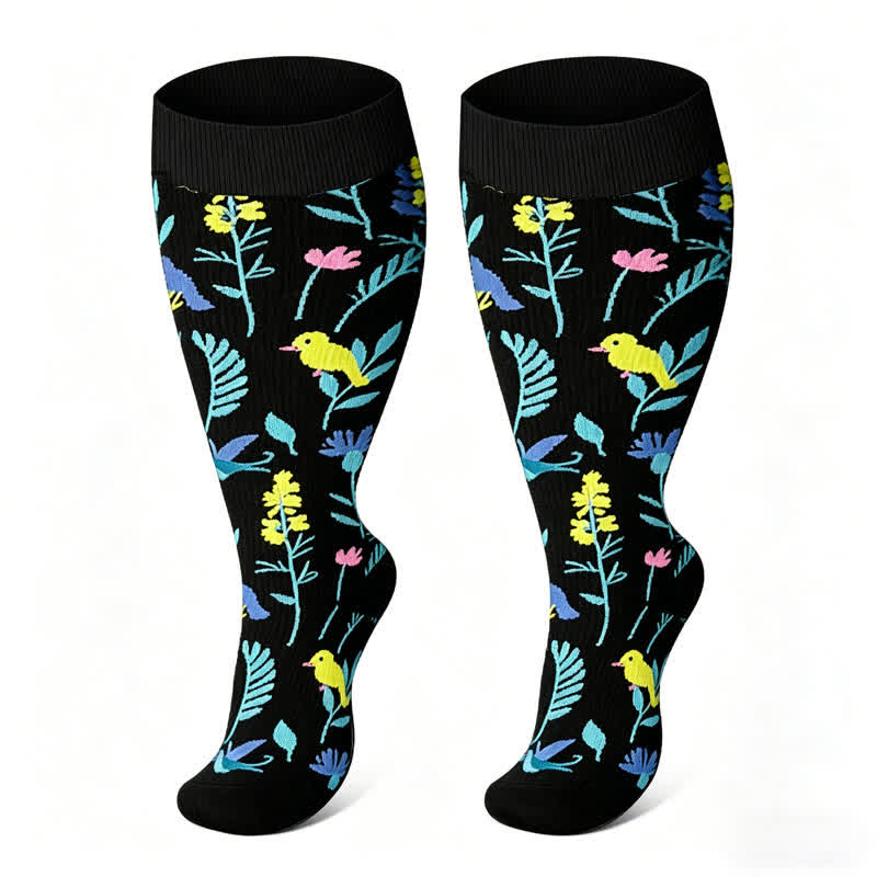 Chaussettes de compression à fleurs peintes grande taille (3 paires) - image 4