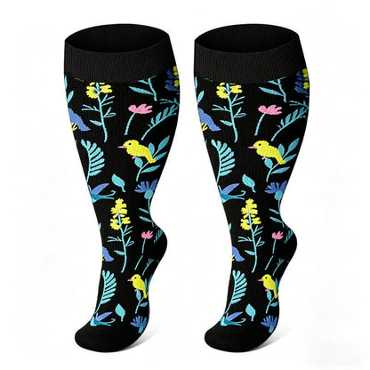Chaussettes de compression à fleurs peintes grande taille (3 paires) - image 4