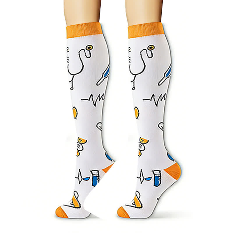 Chaussettes de compression montantes avec moniteur de fréquence cardiaque (6 paires) - image 1