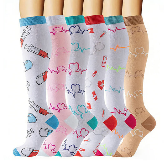 Chaussettes de compression à thème médical (6 paires) - Multicolore - L/XL - image 0