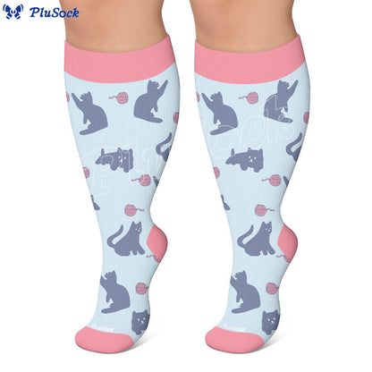 Chaussettes de compression grande taille à motif chat mignon - image 3