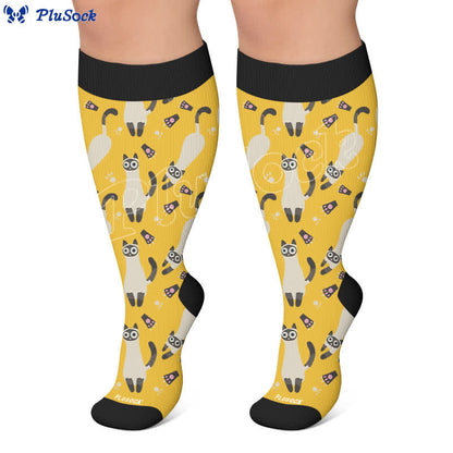 Chaussettes de compression grande taille à motif chat mignon - image 4