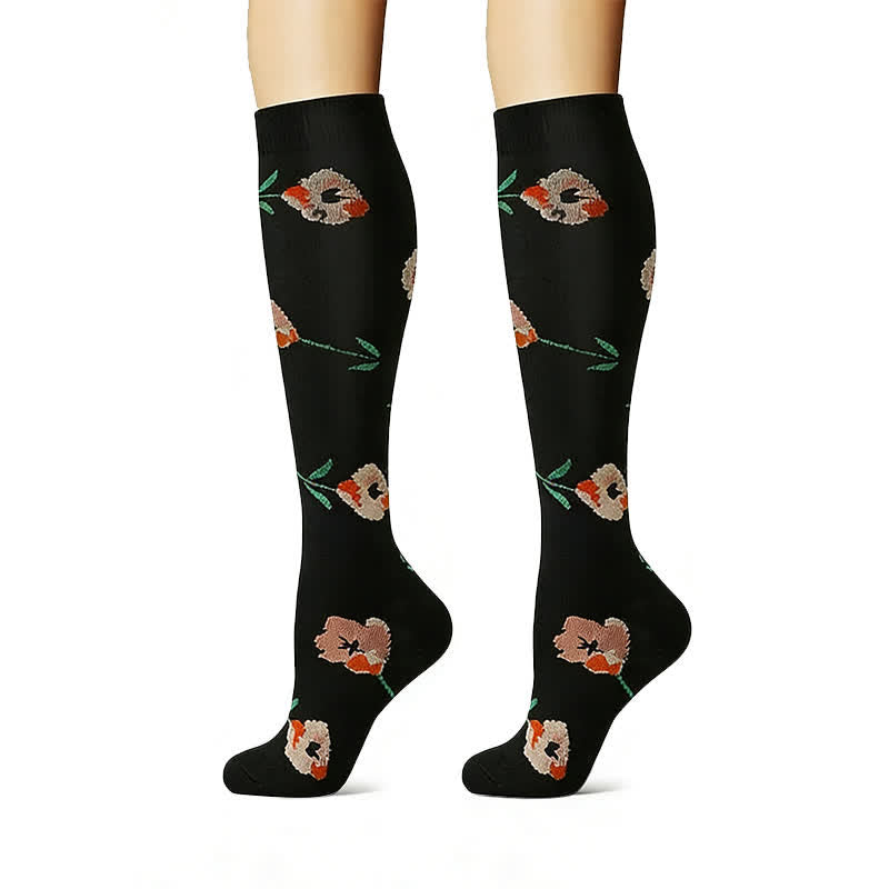 Chaussettes de compression brodées à motif floral (6 paires) - image 3