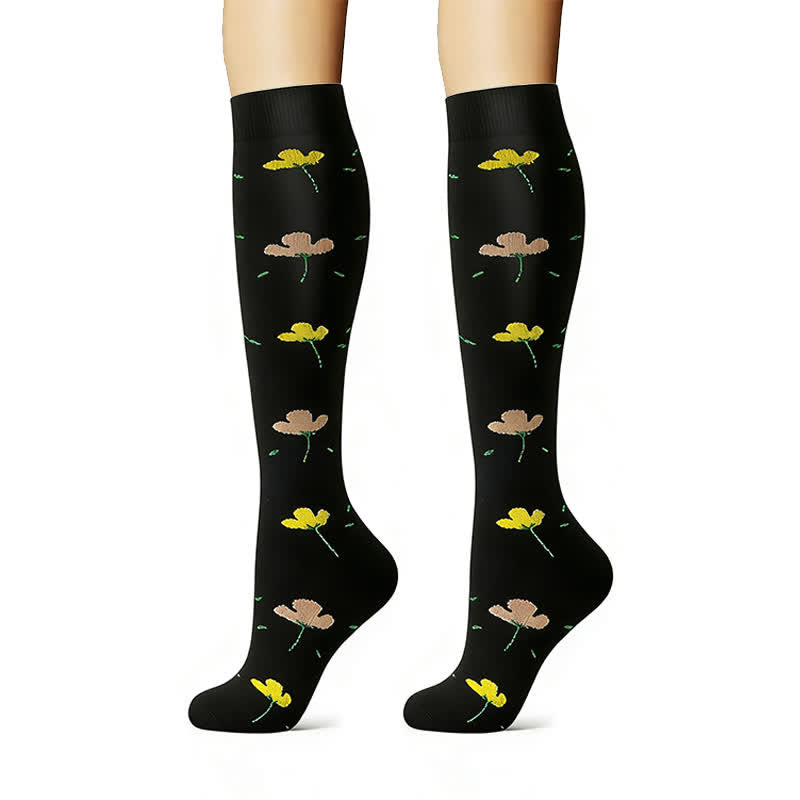 Chaussettes de compression brodées à motif floral (6 paires) - image 1