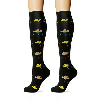 Chaussettes de compression brodées à motif floral (6 paires) - image 1