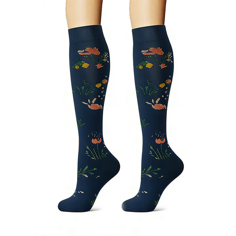 Chaussettes de compression brodées à motif floral (6 paires) - image 5