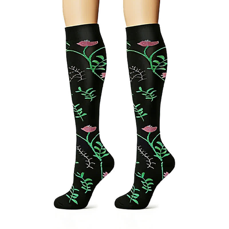 Chaussettes de compression brodées à motif floral (6 paires) - image 6