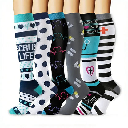 Chaussettes de compression à motifs variés Healthcare Icon (6 paires) - Multicolore - L/XL - image 0