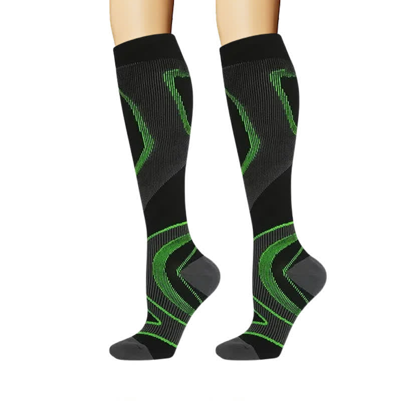 Chaussettes de compression à lignes géométriques sportives (4 paires) - Noir - L/XL - image 4