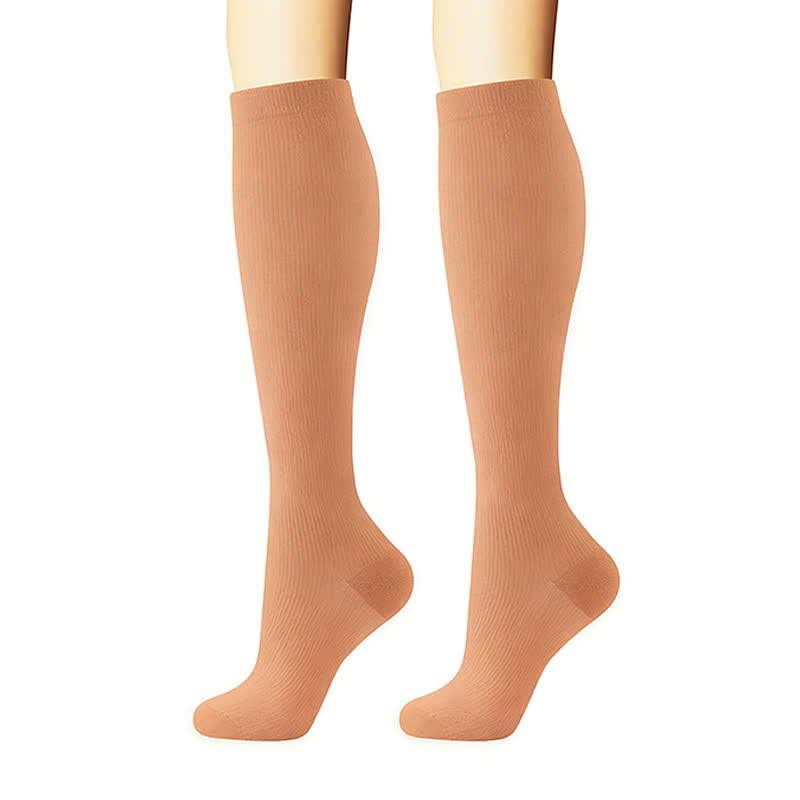 Chaussettes de compression à rayures, à pois et de couleur unie (6 paires) - image 1