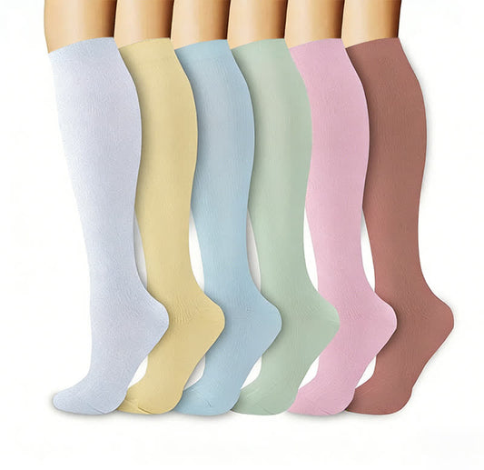 Chaussettes de compression minimalistes unies pastel (6 paires) - Multicolore - L/XL - image 0