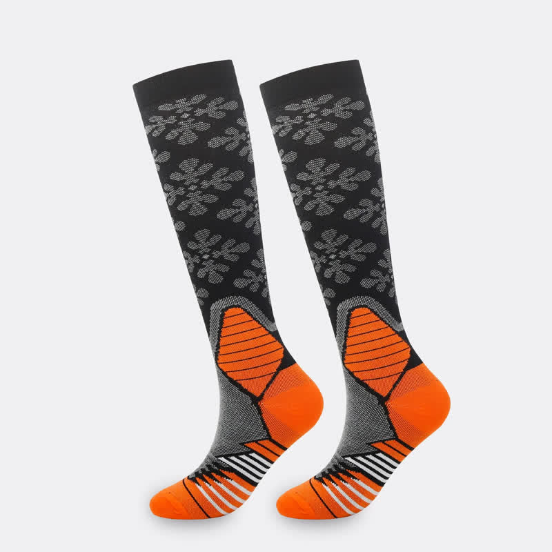 Chaussettes de compression à imprimé flocons de neige (5 paires) - Orange - S/M - image 5
