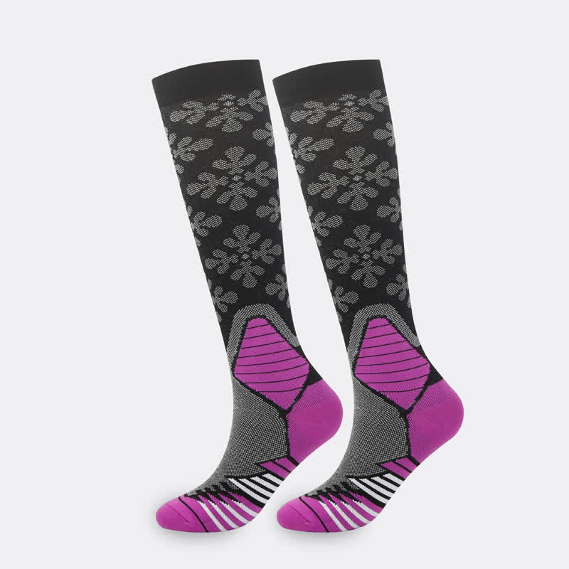 Chaussettes de compression à imprimé flocons de neige (5 paires) - Violet - S/M - image 7