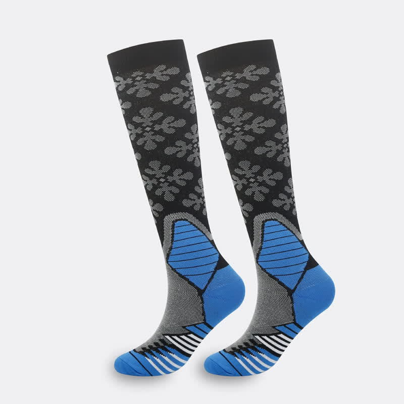 Chaussettes de compression à imprimé flocons de neige (5 paires) - Bleu - S/M - image 1