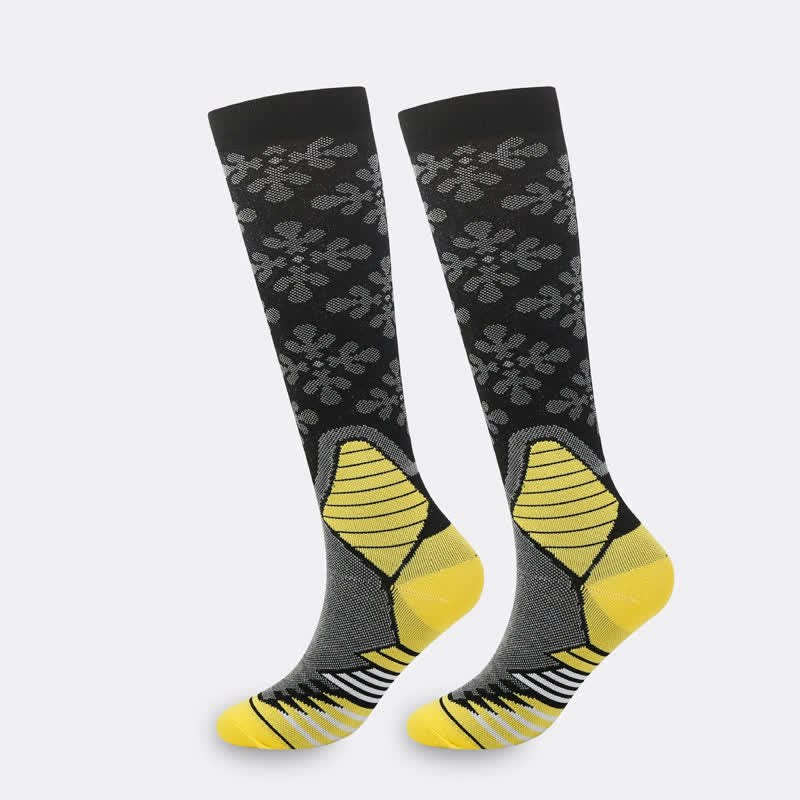Chaussettes de compression à imprimé flocons de neige (5 paires) - Jaune - S/M - image 6