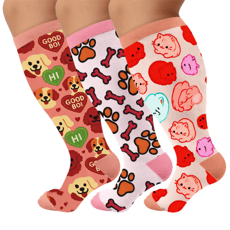 Chaussettes de compression grandes tailles pour chats et chiens - Multicolore (3 paires) - 4XL - image 1