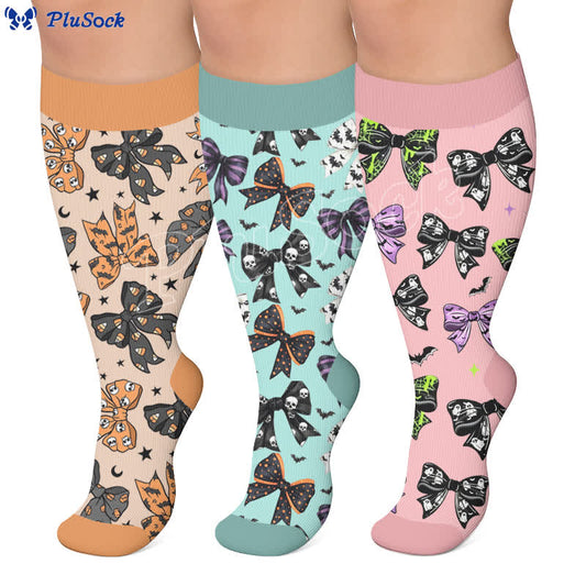Chaussettes de compression grandes tailles à motifs de crânes et de nœuds - image 0