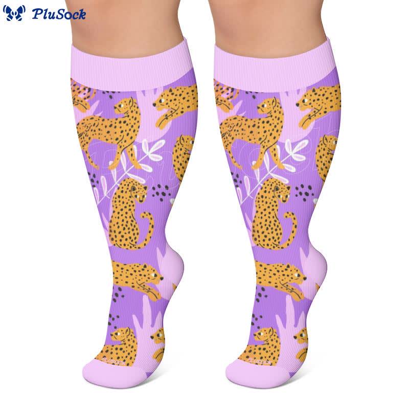 Chaussettes de compression grandes tailles à motif perroquet tropical - image 3