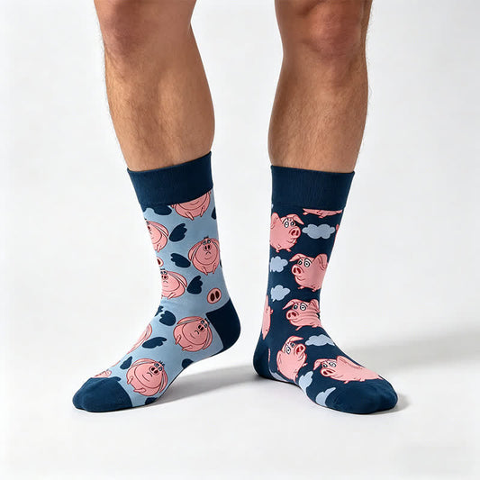 Chaussettes courtes à motif cochon ludique - Marine - EU36-43(US3-9) - image 0