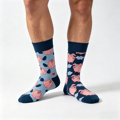 Chaussettes courtes à motif cochon ludique - Marine - EU36-43(US3-9) - image 0