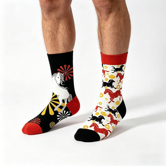 Chaussettes à motif cheval - Rouge - EU36-43(US3-9) - image 0