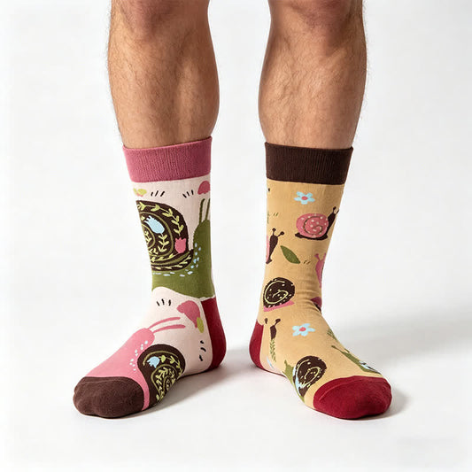 Chaussettes courtes à motif escargot et fleurs - Rose - EU36-43(US3-9) - image 0