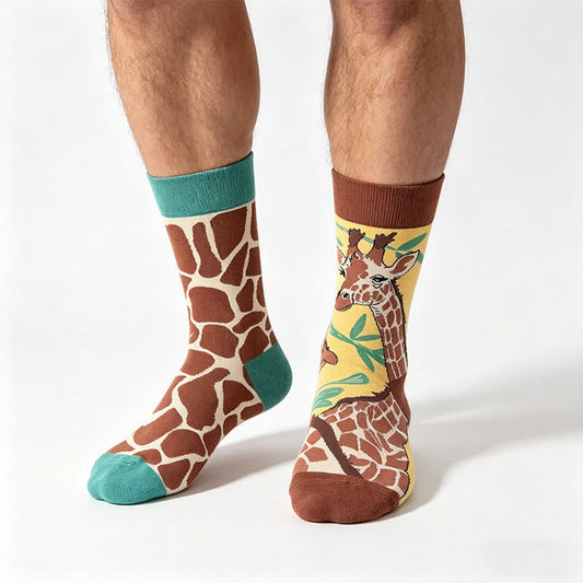 Chaussettes courtes à motif girafe ludique - Brun - EU36-43(US3-9) - image 0