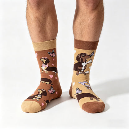 Chaussettes courtes à motif teckel joueur - Brun - EU36-43(US3-9) - image 0