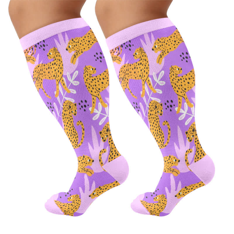 Chaussettes de compression grandes tailles à motif perroquet tropical - Violet (1 paire) - 4XL - image 5