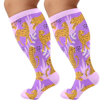 Chaussettes de compression grandes tailles à motif perroquet tropical - Violet (1 paire) - 4XL - image 5