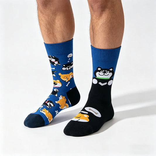 Chaussettes courtes à motif d'os de chien mignon - Bleu - UE35-43 (US2-9) - image 0
