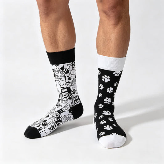 Chaussettes courtes à motif pattes de chat - Noir - UE35-43 (US2-9) - image 0