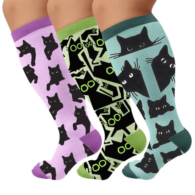 Chaussettes de compression Lazy Cat grande taille - Multicolore (3 paires) - 4XL - image 1