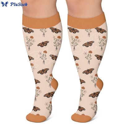 Chaussettes de compression grandes tailles à motifs papillons et fleurs - image 3