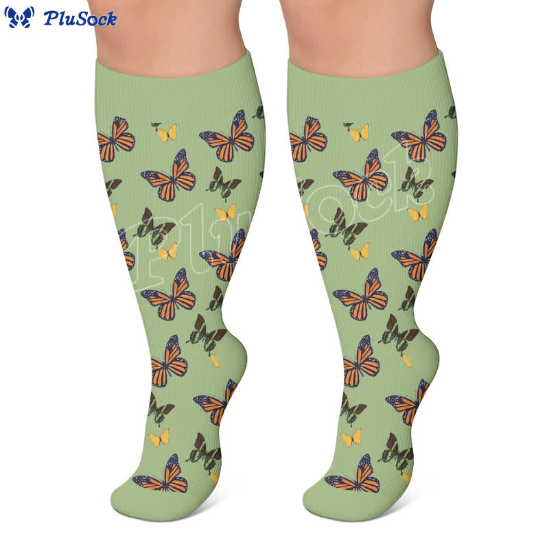 Chaussettes de compression grandes tailles à motifs papillons et fleurs - image 4