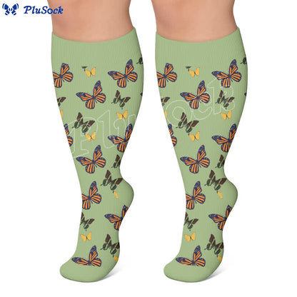 Chaussettes de compression grandes tailles à motifs papillons et fleurs - image 4
