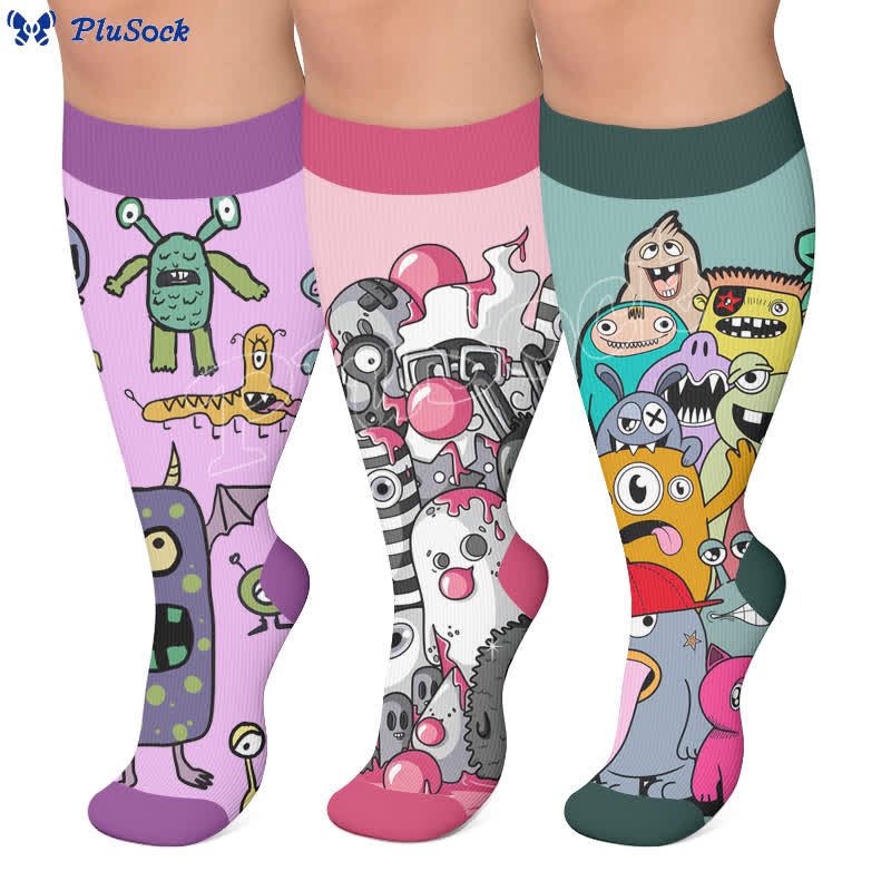 Chaussettes de compression Monster hautes grandes tailles - image 0